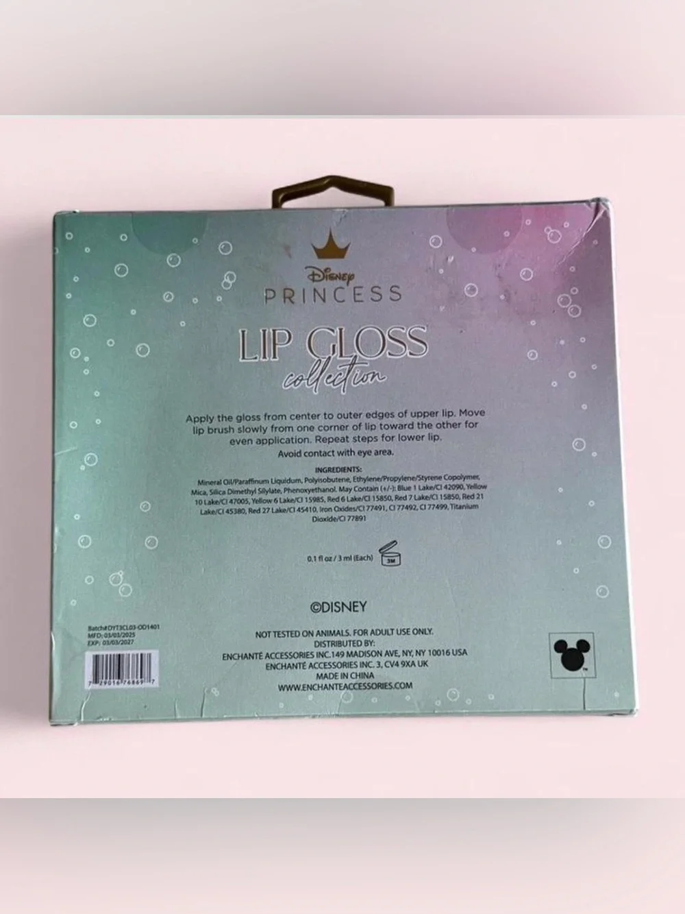 Disney Princess Ariel Lip Gloss Set — Red, Pink, Plum, Green